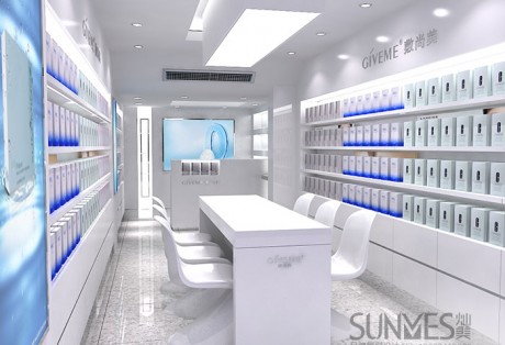 敷尚美化妝品專賣店產品展示區